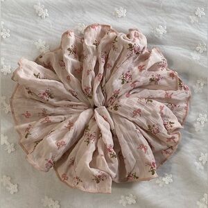 Add in bundle for total $15！Handmade Unique Hair Scrunchie Rose and Bow L size